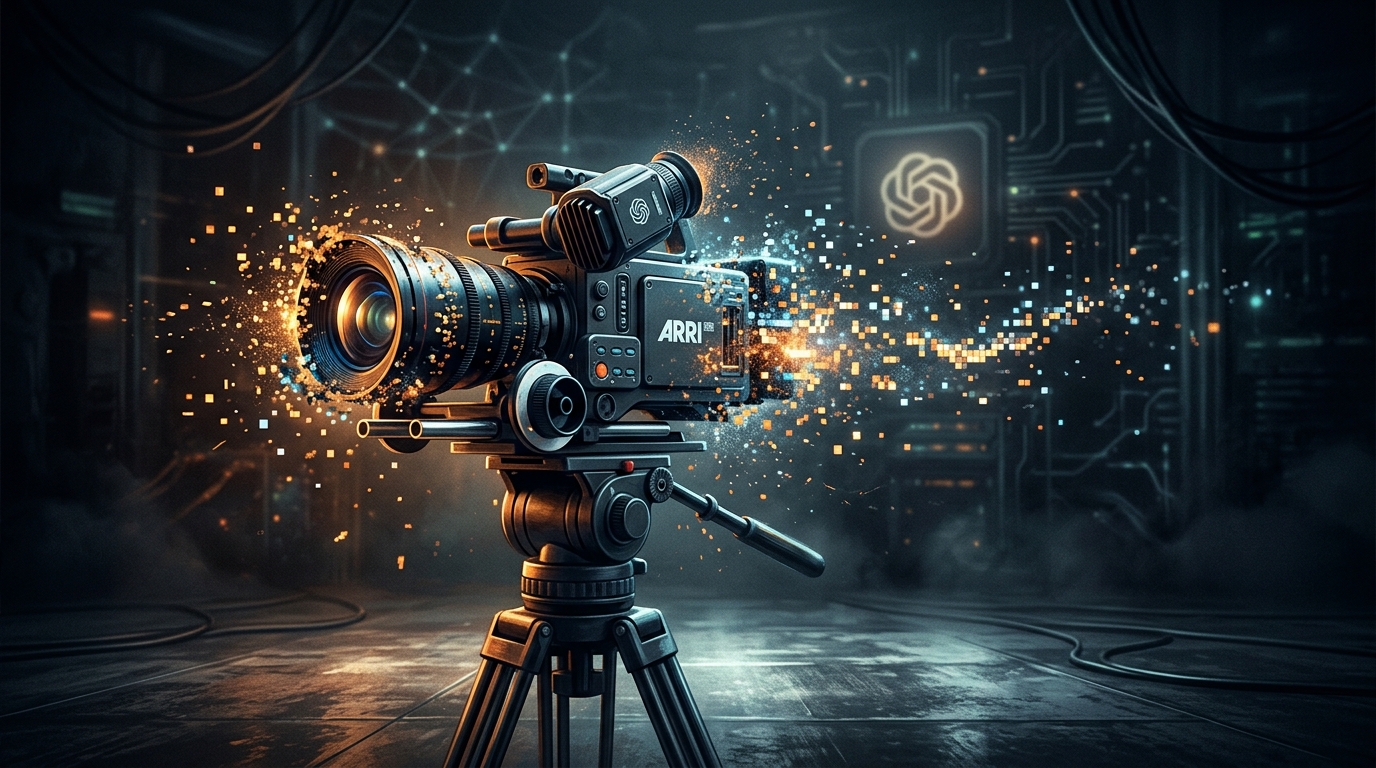 כלי יצירת וידאו מבוסס Sora בינה מלאכותית מתפרק לפיקסלים דיגיטליים, המסמל את סגירת האפליקציה