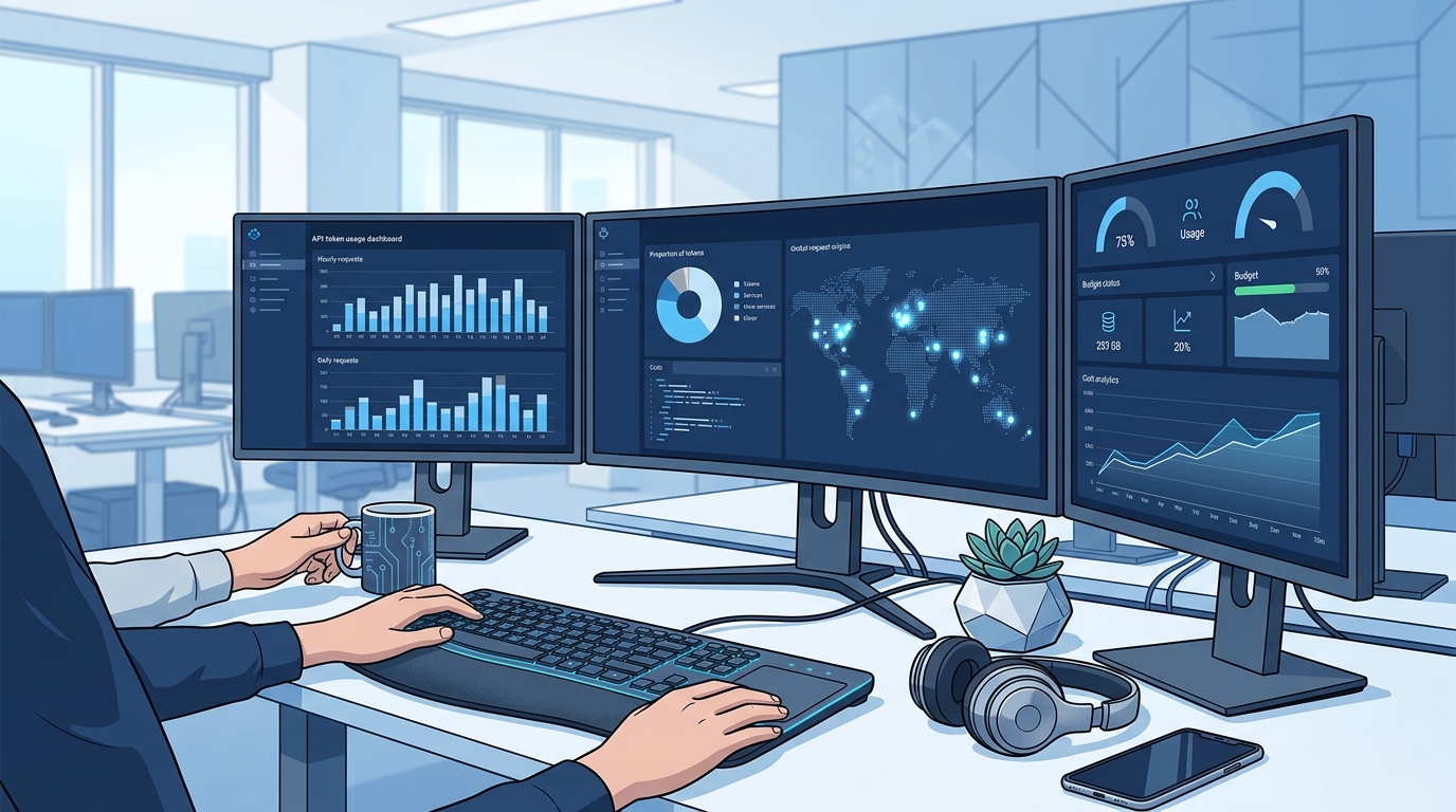 מפתח עובד עם ממשק API של Gemini 3.1 Flash-Lite עם לוחות ניתוח עלויות טוקנים