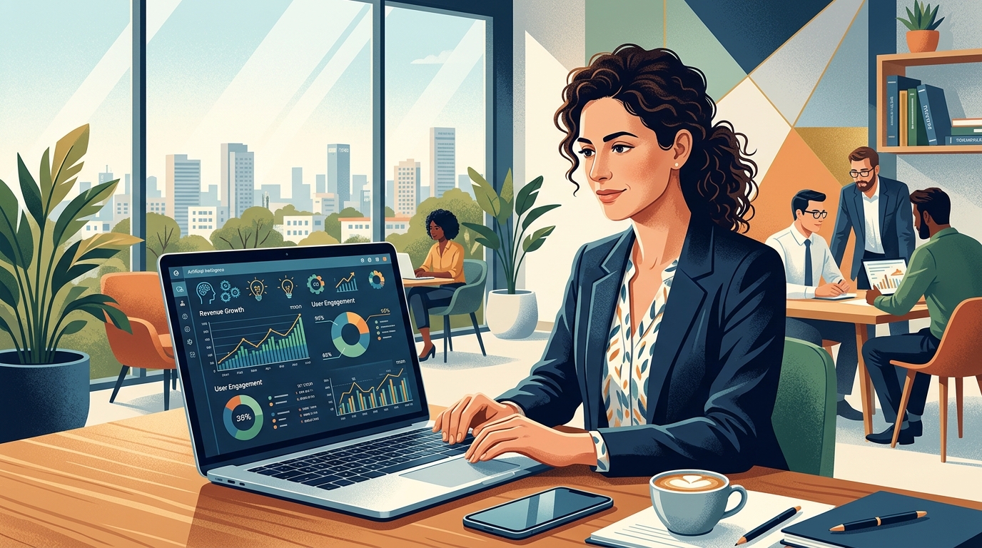 איש עסקים ישראלי מנתח נתוני AI בשקט, ללא פאניקה, במשרד מודרני