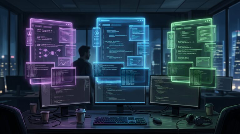 השוואה בין שלושה כלי AI לפיתוח קוד - Cursor 3, Claude Code ו-Codex בסביבת פיתוח מודרנית