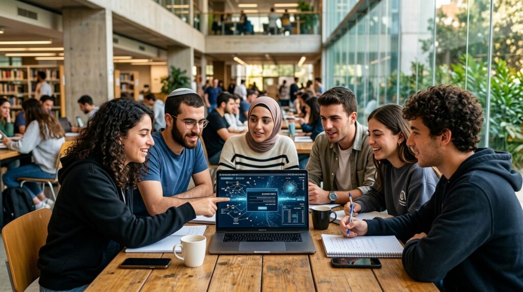 סטודנטים ישראלים לומדים בינה מלאכותית במסגרת לימודי בינה מלאכותית אקדמיים